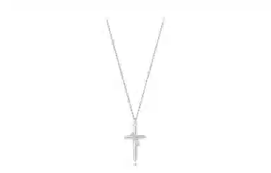 牧言 中性复古简约小众设计高级感 光面立体十字架英文字母圆环锁骨链 钛钢 信仰之光项链 男女同款情侣款