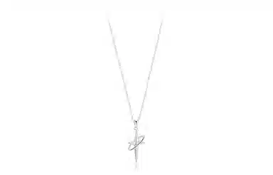 牧言 中性复古简约小众设计高级感 光面立体十字架英文字母圆环锁骨链 钛钢 信仰之光项链 男女同款情侣款