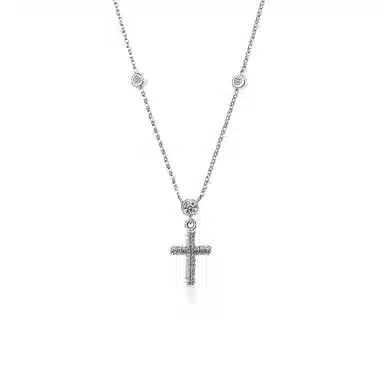 WIC Bubble Cross Pendant Necklace 925 Silver Moissanite