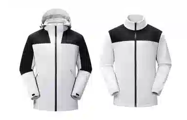 户外防雨可拆卸抓绒内胆三合一小众高级感咖色美式复古连帽宽松外套  防水防风保暖冲锋衣 男女同款