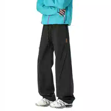 王者荣耀 美式高街拼接裤脚束带长裤宽松舒适透气户外徒步登山运动百搭时尚直筒休闲裤 标语款 男女同款