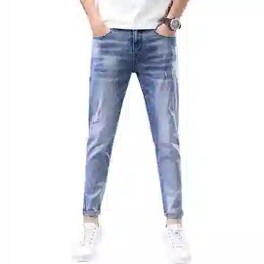 炳盛 夏季薄款九分韩版修身小脚弹力外穿牛仔裤 男女同款