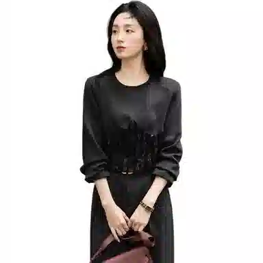 【dme】 纯色时尚简约舒适圆领长袖卫衣 女款 黑色