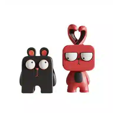 咕轹 搞怪兔子黑熊奶油风样板房酒柜摆设  潮流衍生品