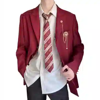 日系与美式融合的学院风多元素设计休闲宽松单排扣外套西装 男女同款