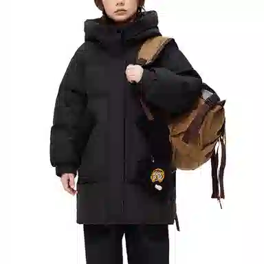 鸭鸭羽绒服 连帽保暖防寒防风厚款中长款鸭绒 青少年