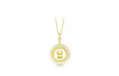 百利金 十二生肖时来运转 大气轻奢创意设计 国潮新中式复古金镶玉平安扣锁骨链 足金 项链 男女同款情侣款