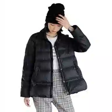 鸭鸭 轻薄保暖翻领纯色羽绒服 女款