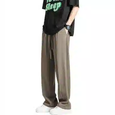 顶峰保罗 纯色质感薄款舒适直筒长裤复古潮牌宽松凉感小众简约百搭高级感显瘦运动阔腿 休闲裤 男女同款