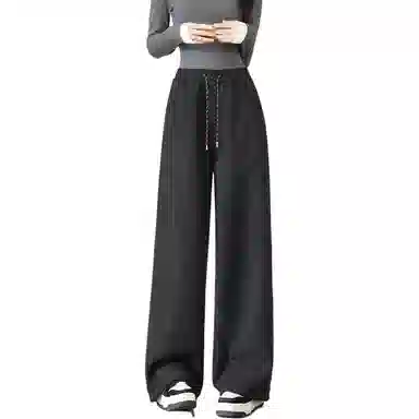 法文箱子 纯色高腰系带宽松休闲裤 女款