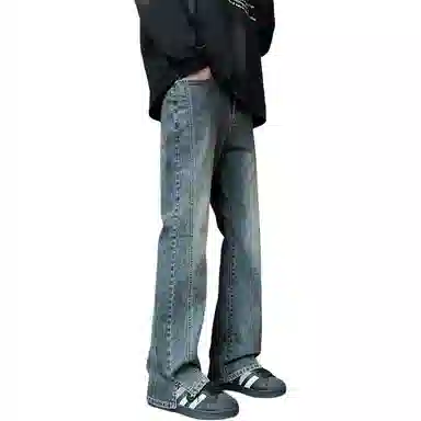 尘映 美式高街潮牌休闲宽松直筒牛仔裤 男女同款