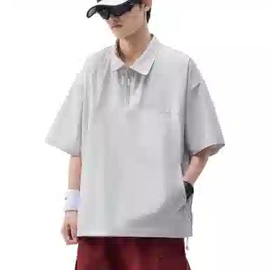帝狼牛 半拉链套头工装翻领抽绳透气孔设计通勤潮酷简约百搭休闲舒适时尚短袖衬衫 男女同款