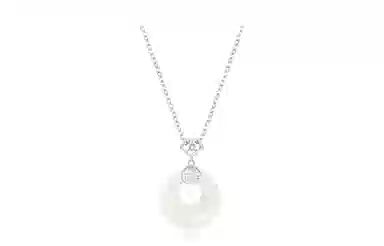 牧言 国潮复古新中式小众设计高级感 镂空涂鸦如意锁圆润福字圆环双色闺蜜锁骨链 琉璃 福气平安扣玉石项链 女款