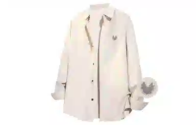 王者荣耀 烫钻高街美式纯色翻领基础款宽松舒适青少年高颜值休闲百搭时尚长袖衬衫 梦奇款 男女同款