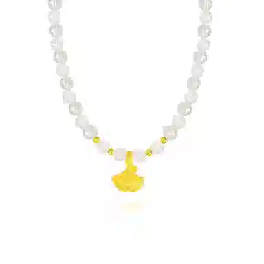 【高品质|999GOLD】净化情绪 金师傅 小杏运串珠锁骨链 招财转运新中式国潮气质优雅显白千金感 小众轻奢高级#好运 白水晶 项链 男女同款情侣款