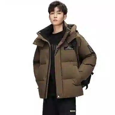 鸭鸭 极寒系列 时尚韩版潮流短款连帽山系户外运动加厚保暖面包羽绒服 男女同款