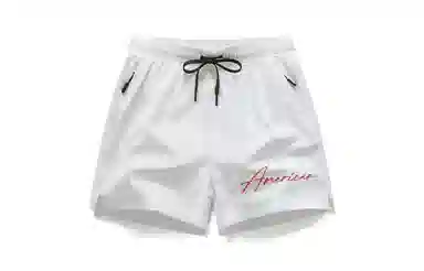 木林森 美式简约复古花体字印花宽松舒适百搭直筒三分运动短裤 男女同款