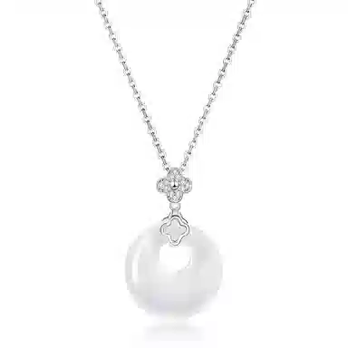 【四季予你】 印象眸 新中式幸运四叶草平安扣精致简约小众优雅时尚日常通勤风锁骨链 礼盒包装#好运 玉髓 项链 女款