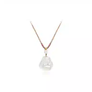 中国珠宝 笑口常开 招财纳福小佛公笑脸弥勒佛吊坠国风新中式小众设计手工编织绳可调节锁骨链好运 玉髓 项链 男女同款情侣款