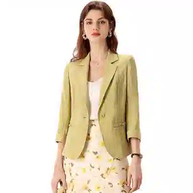 粉红玛琍 纯色一粒扣简约西装 女款