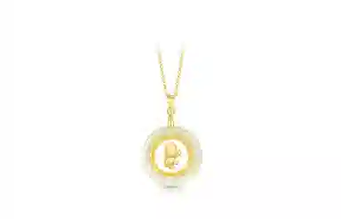 百利金 十二生肖时来运转 大气轻奢创意设计 国潮新中式复古金镶玉平安扣锁骨链 足金 项链 男女同款情侣款