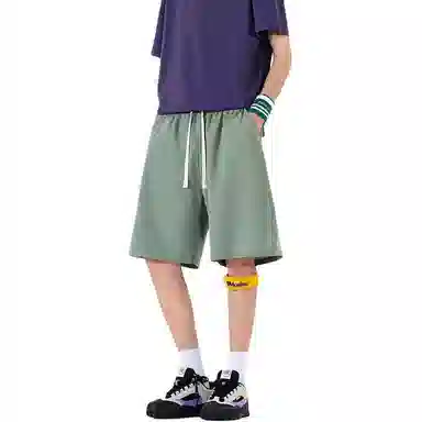 物质公式 美式复古高街纯色基础百搭透气速干冰丝宽松弹力训练健身舒适亲肤锻炼松紧五分过膝篮球裤 男女同款