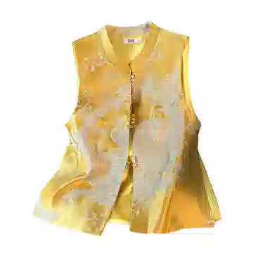 丝絮丝绸 新中式国风盘扣提花马甲 女款