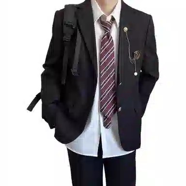 日系与美式融合的学院风多元素设计休闲宽松单排扣外套西装 男女同款