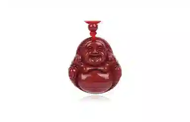 百利金 弥勒佛个性大气轻奢 国潮新中式复古锁骨链 再造辰砂朱砂 玉石项链 男女同款情侣款