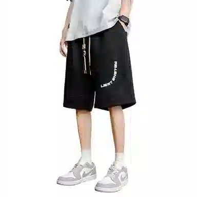 顶峰保罗 冰丝高街美式字母印花宽松大码百搭无性别主义篮球运动健身中裤弹力抽绳显高潮牌薄款休闲短裤 男女同款