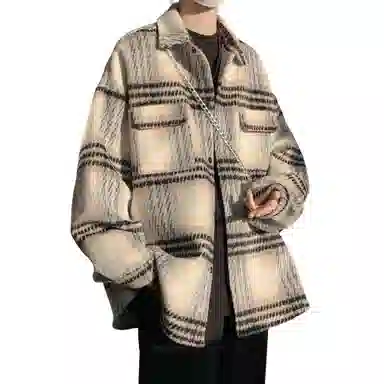 悍戈 毛呢呢料多风格融合的时尚翻领外套棉服 男女同款