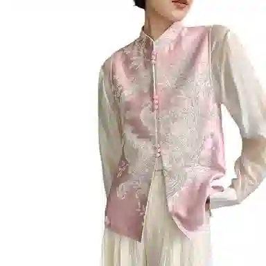 丝絮丝绸 新中式国风盘扣提花马甲 女款