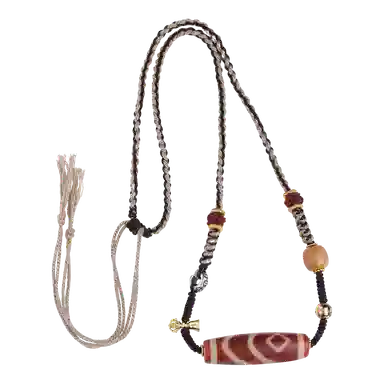 布达拉宫 红肉二眼天珠吊坠民族风 玛瑙 藏式西藏编绳颈饰项链 男女同款情侣款