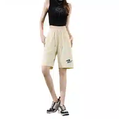 快鱼 美式字母百搭宽松潮牌直筒垂感时尚五分简约基础款休闲短裤 男女同款