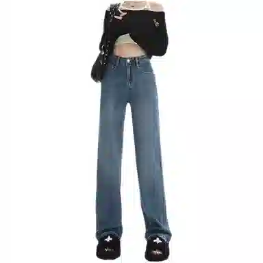 天才小熊 潮流时尚复古宽松垂感牛仔裤 女款
