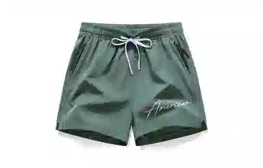 木林森 美式简约复古花体字印花宽松舒适百搭直筒三分运动短裤 男女同款