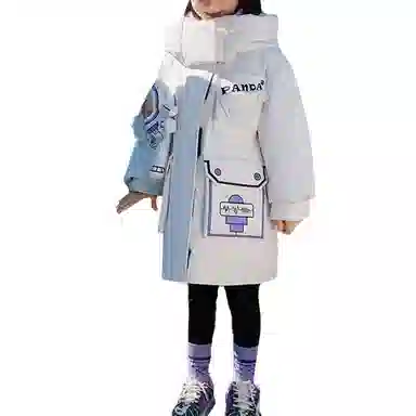 鸭鸭羽绒服 云朵系列 连帽拉链字母中长款 中小童