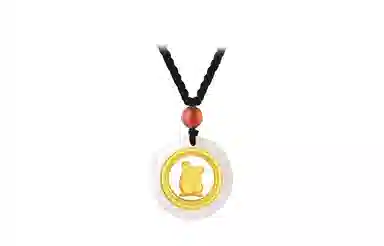 百利金 十二生肖时来运转 大气轻奢创意设计 国潮新中式复古金镶玉平安扣锁骨链 足金 项链 男女同款情侣款