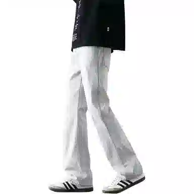 尘映 美式街头设计弹力潮牌痞帅裤子休闲宽松微阔腿牛仔裤 男女同款