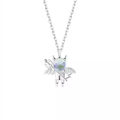 【S925银 萌趣精灵】 七好美银 小魔王 精致轻奢时尚优雅森系小清新 简约小众高级感设计 日常通勤百搭锁骨链 琉璃 玉石项链 女款