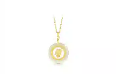 百利金 十二生肖时来运转 大气轻奢创意设计 国潮新中式复古金镶玉平安扣锁骨链 足金 项链 男女同款情侣款