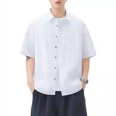 微牛 凉感棉麻透气短袖日系复古夏季设计感中国风翻领衬衣男衬衫 男款