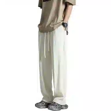 顶峰保罗 纯色质感薄款舒适直筒长裤复古潮牌宽松凉感小众简约百搭高级感显瘦运动阔腿 休闲裤 男女同款