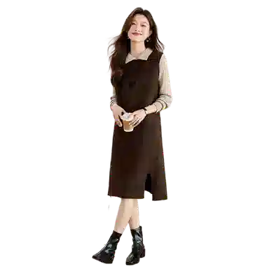曲韩 长款高级感简约百搭套头设计长袖针织衫 女款