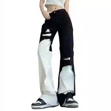 GWAF Streetwear Black White Patchwork Pants