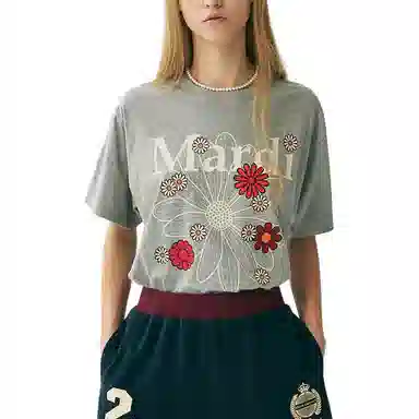 MARDI MERCREDI SS25 TSHIRT FLOWERMARDI BLOSSOM_GREY IVORY T