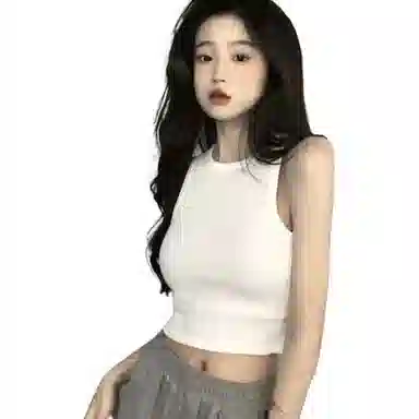 双星八特 时尚纯棉半高领纯色背心 男女同款 黑色