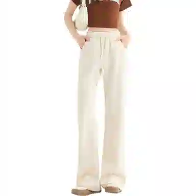 法文箱子 简约纯色修身高腰长裤休闲裤 女款