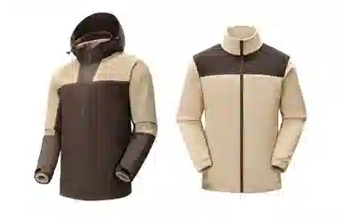 户外防雨可拆卸抓绒内胆三合一小众高级感咖色美式复古连帽宽松外套  防水防风保暖冲锋衣 男女同款