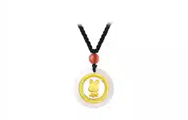 百利金 十二生肖时来运转 大气轻奢创意设计 国潮新中式复古金镶玉平安扣锁骨链 足金 项链 男女同款情侣款